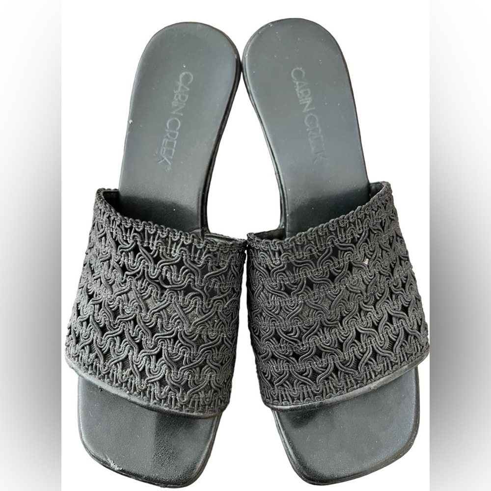 Cabin Creek Women’s Crocheted Black Slip-On Wedges in Size 6